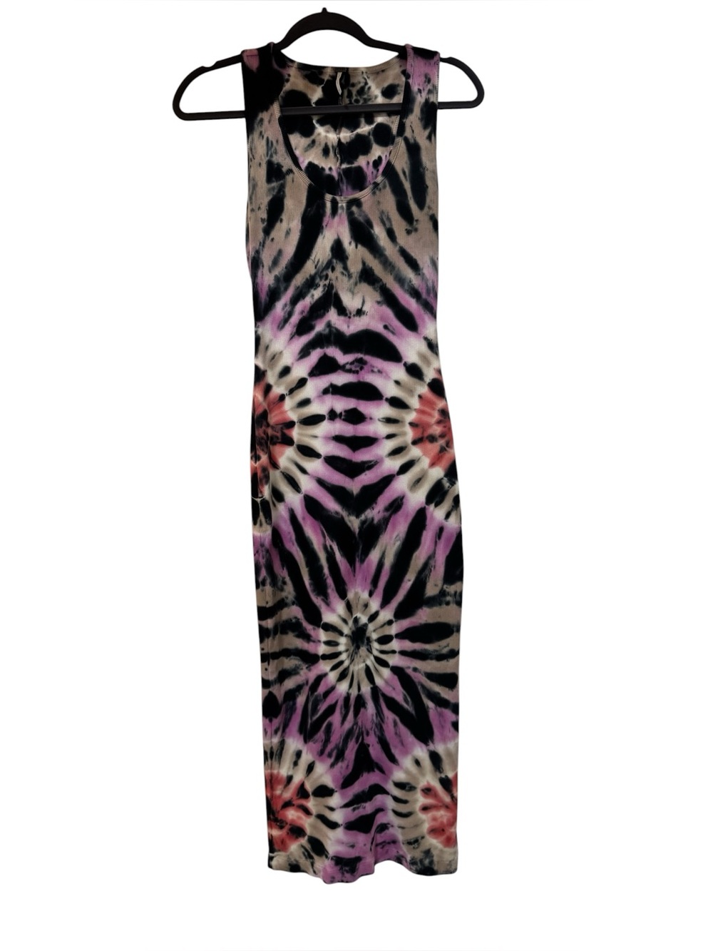 Sleeveless Tie-Dye Maxi Dress in Purple/Black Sz medium